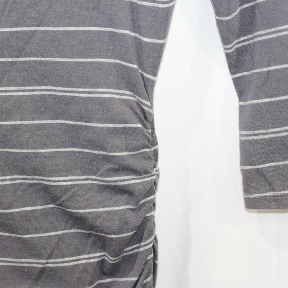 Athleta Grey Striped Side Ruched 3/4 Sleeve Midi Dress - Picture 5 of 9